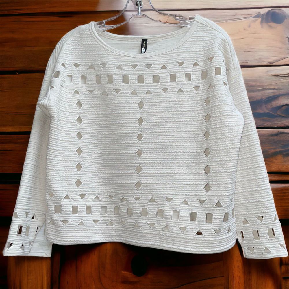 Plenty by Tracy Reese XS Cream Cut Out Boxy Top